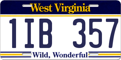 WV license plate 1IB357