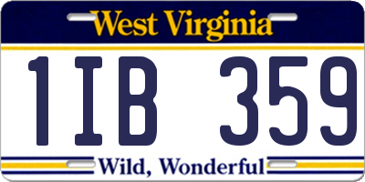 WV license plate 1IB359
