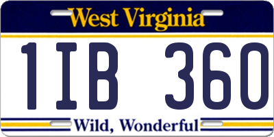 WV license plate 1IB360