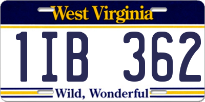 WV license plate 1IB362