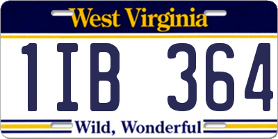 WV license plate 1IB364