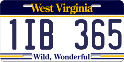 WV license plate 1IB365