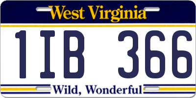 WV license plate 1IB366