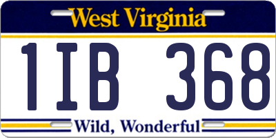 WV license plate 1IB368