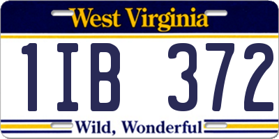 WV license plate 1IB372