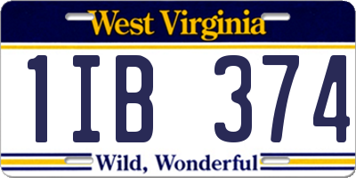 WV license plate 1IB374