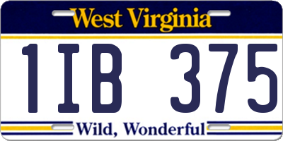 WV license plate 1IB375