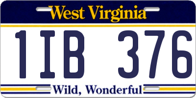 WV license plate 1IB376
