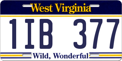 WV license plate 1IB377