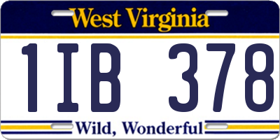 WV license plate 1IB378