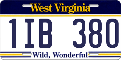 WV license plate 1IB380