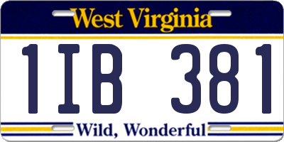 WV license plate 1IB381