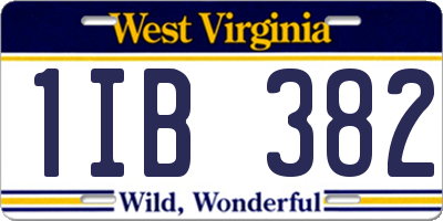 WV license plate 1IB382