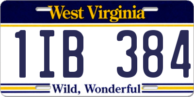 WV license plate 1IB384