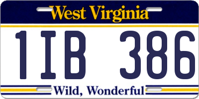 WV license plate 1IB386