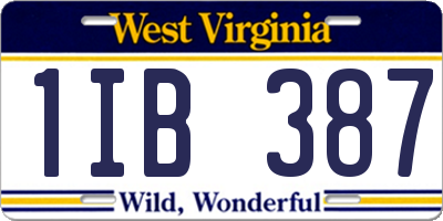 WV license plate 1IB387