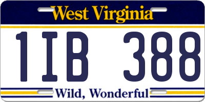 WV license plate 1IB388
