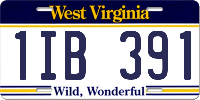 WV license plate 1IB391