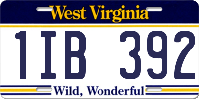 WV license plate 1IB392