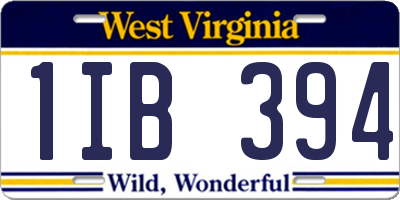 WV license plate 1IB394