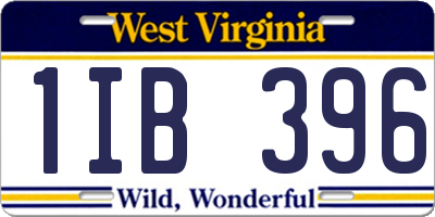 WV license plate 1IB396