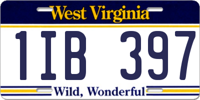 WV license plate 1IB397