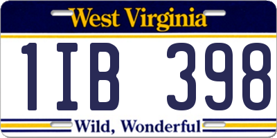 WV license plate 1IB398