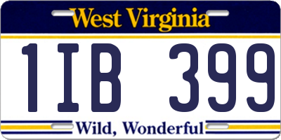 WV license plate 1IB399