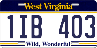 WV license plate 1IB403