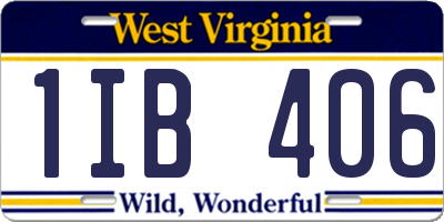 WV license plate 1IB406