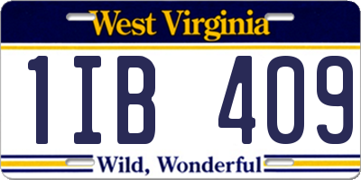 WV license plate 1IB409