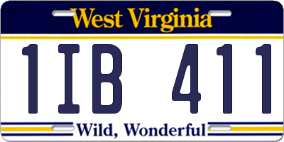 WV license plate 1IB411