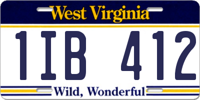 WV license plate 1IB412
