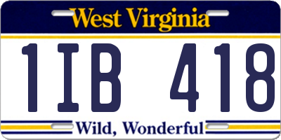WV license plate 1IB418
