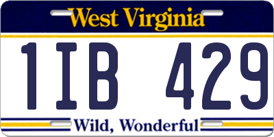 WV license plate 1IB429