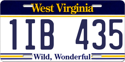 WV license plate 1IB435