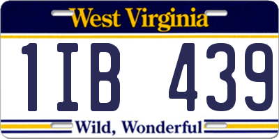 WV license plate 1IB439