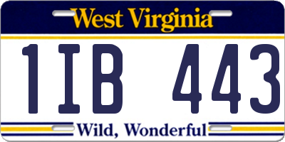 WV license plate 1IB443