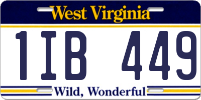 WV license plate 1IB449