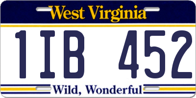 WV license plate 1IB452
