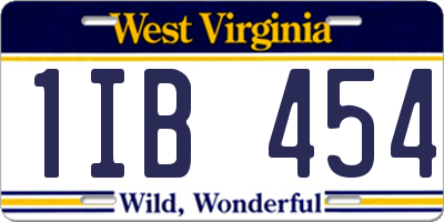WV license plate 1IB454
