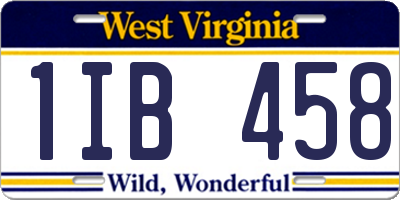 WV license plate 1IB458