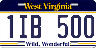 WV license plate 1IB500
