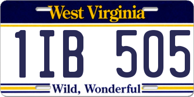 WV license plate 1IB505