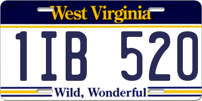 WV license plate 1IB520