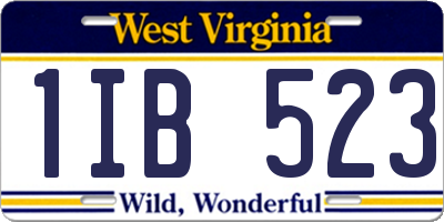 WV license plate 1IB523