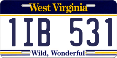 WV license plate 1IB531