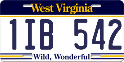 WV license plate 1IB542