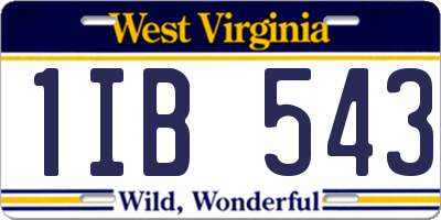 WV license plate 1IB543