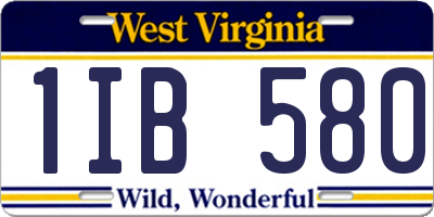 WV license plate 1IB580